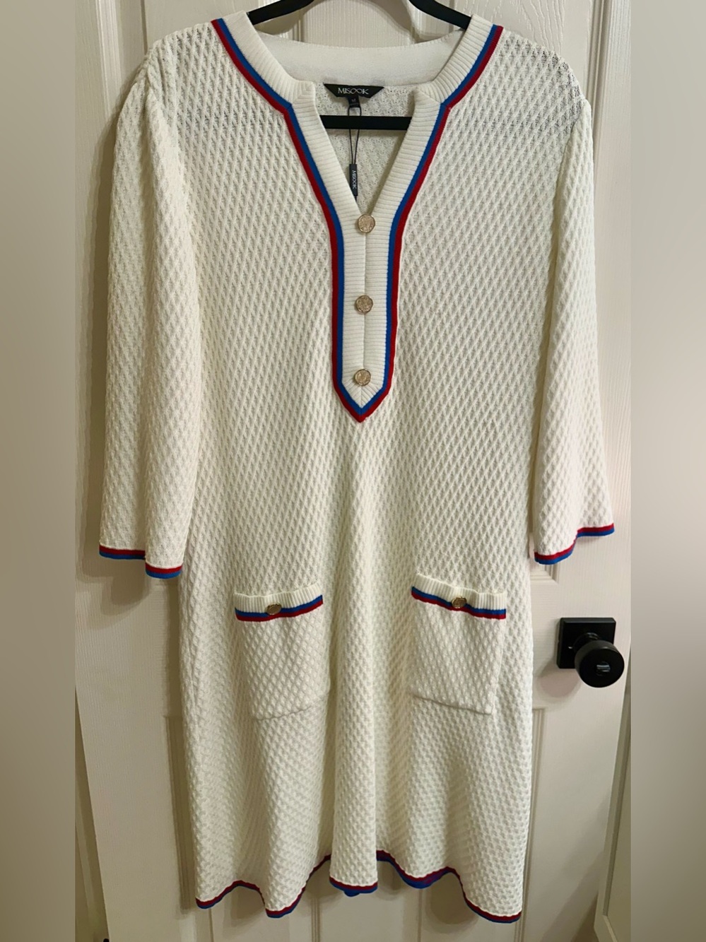 Misook Diamond Stitch Sheath Sweater Dress Size M $378 *flaw - Picture 8 of 12